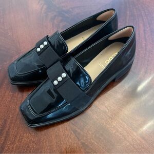 ALDO Hairalle Loafers Pearl Bow Genuine Patent Leather Sz 6.5